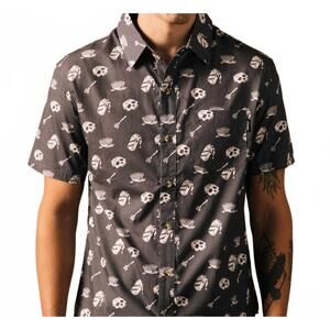 NEW PYKNIC unisex cereal killer casual button down shirt in grey